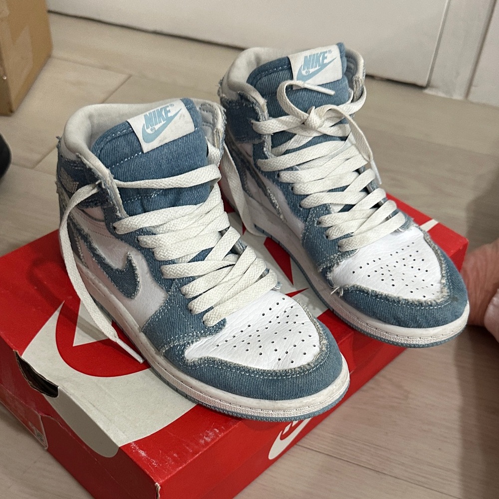 Nike High-Top Sneakers in Denim Blue and White